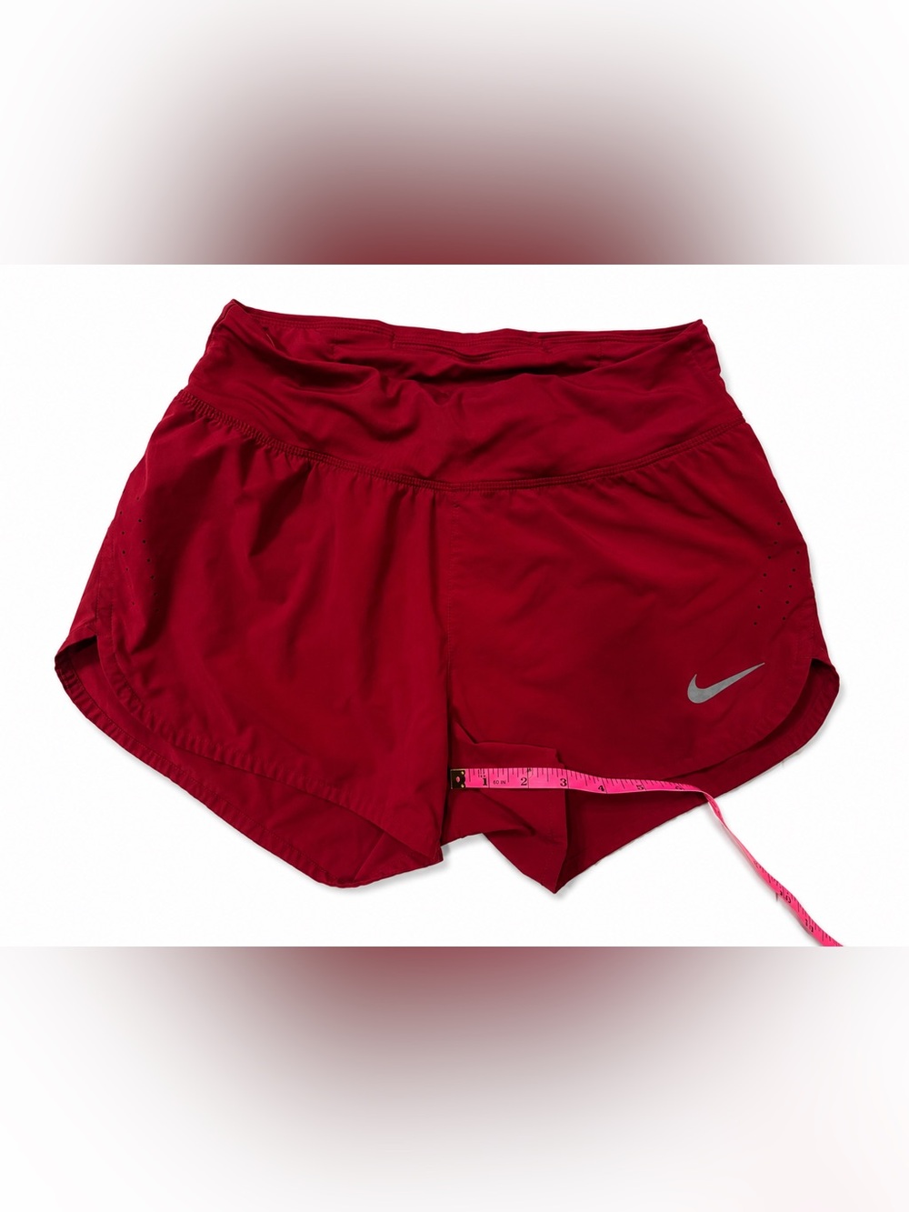 Nike Women's Crimson Athletic Shorts with Reflective Swoosh
